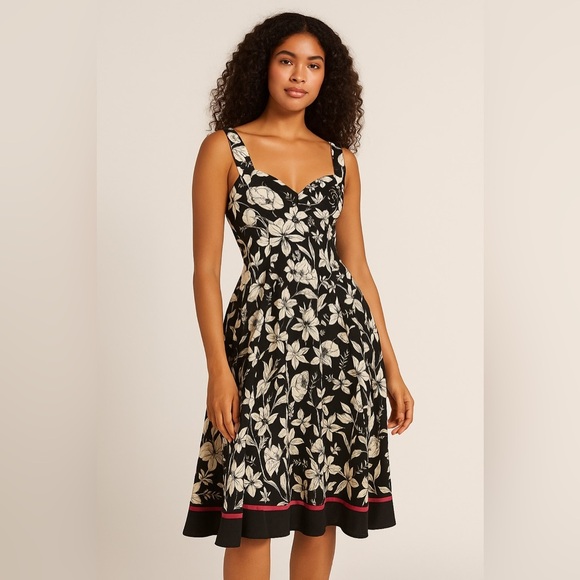 Black and White Ruched Backless Sundress 🖤🤍 - Picture 1 of 13